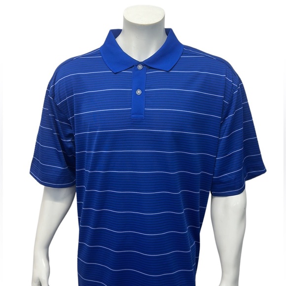 NWOT Callaway Golf Performance Blue White Stripe Wicking Men's Polo Shirt XXL 2X - Picture 4 of 10
